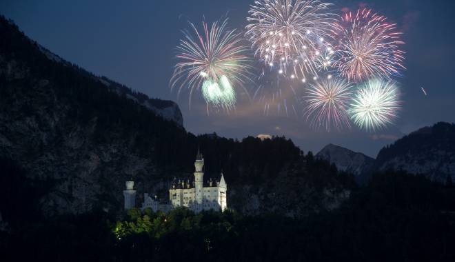 Feuerwerk am Schloss Neuschwanstein in Füssen